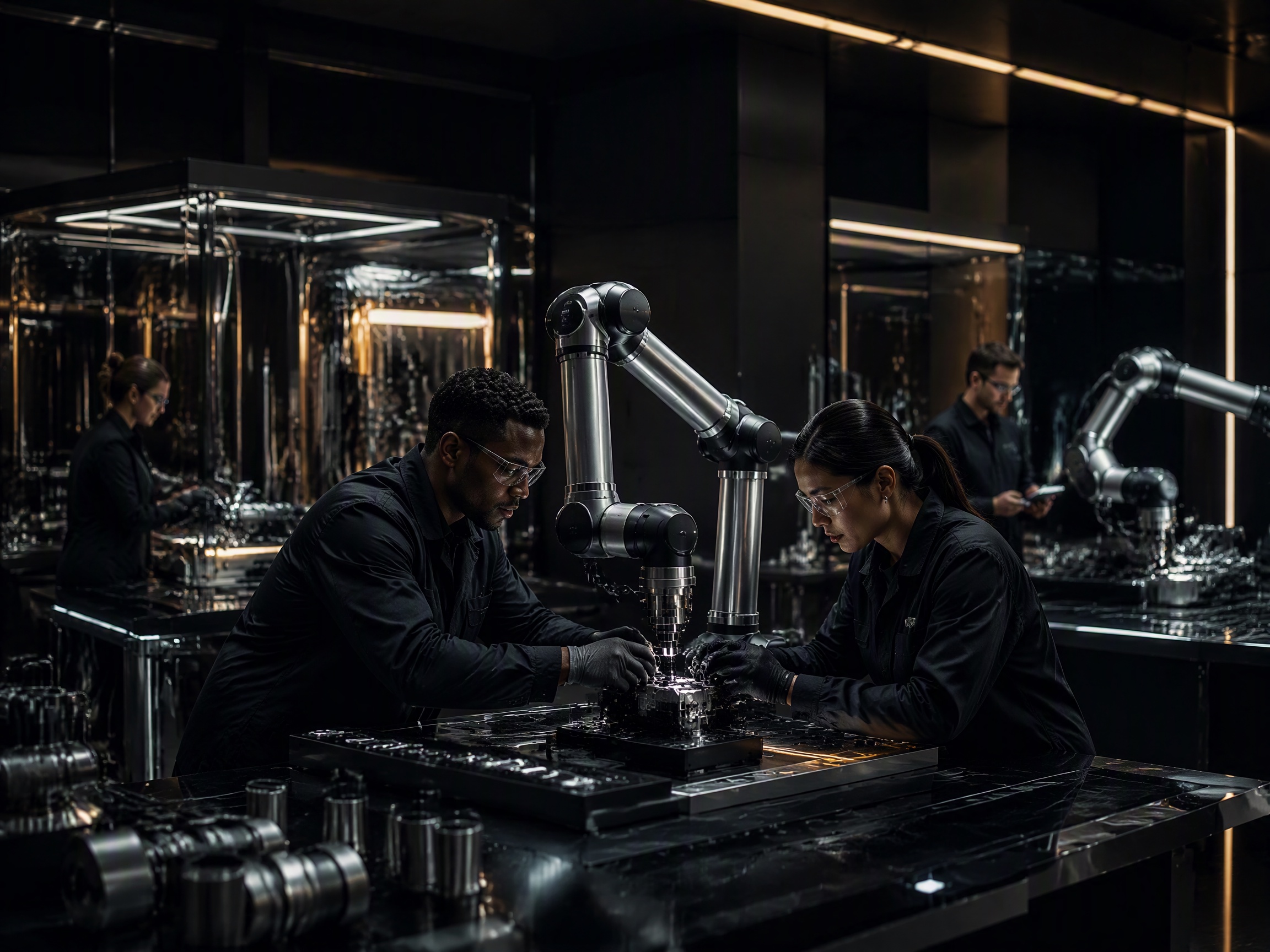 Engineers developing industrial AI and robotics